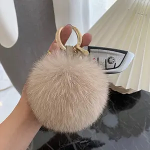 Fashion Design Fur Keyrings Real Fur Pompon Keychain for Women