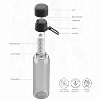 Botol Filter Air PH9+ 769ml Bebas BPA, Kartrid Filter Alkali, Botol Filter Air Minum Portabel, Botol Filter Food Grade