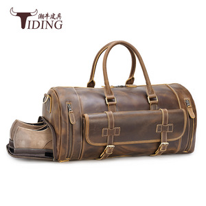 Tiding Men's Genuine Leather Travel Duffel <b>Bag</b> Large Capacity <b>20L</b> Solid Color Soft Handle Gym <b>Bag</b> - Product Image 3