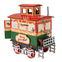 Kereta Natal Tahun Baru Wincent Puzzle Kayu 3D Kotak Musik Diy Model Mekanik Kit Dekorasi Liburan Hadiah Anak-Anak Dewasa