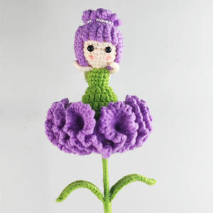 Oeillet tissé à la main Crochet fleur fée décoration de la maison Bouquet au crochet artificiel tricoté à la main fleurs mignonnes - Product Image 4