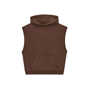 Streetwear con capucha camiseta sin mangas 350GSM lavado de gran tamaño Boxy para hombre - Product Image 1