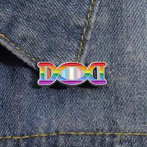 LGBT Rainbow Stripe Science DNA para solapa Pin Badge <span class=keywords><strong>Gay</strong></span> Bisexual Pride Metal Broche Joyería de hadas para mochila Camisa Metal Craft - Product Image 4