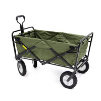 Chariot de transport pliable et portable vert pour camping, extérieur, véhicule, courses et maison, avec barre de traction de 5 pouces, chariot de camping pour stand