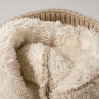 Bonnet en polaire doublé pour femme, motif géométrique en acrylique, chaud, coupe-vent, pliable, tricoté, collection automne-hiver
