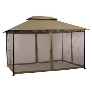 Factory Directly Patent Construction Khaki Patio Canopy With Sidewalls For Backyard Garden Lawn