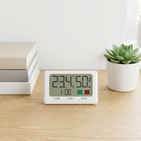 Termometer Higrometer Digital Plastik Rumah Tangga BSCI Jam Alarm LCD Sensor Suhu dan Kelembapan Ruangan Bertenaga Baterai Magnetik