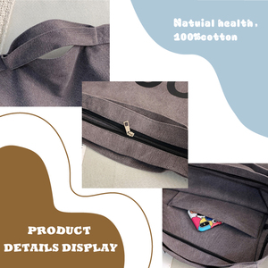 Alta Qualidade Grandes mulheres saco de compras capacidade ombro bolsa portátil senhora lona Tote Sacola de compras com zíper e bolso - Product Image 2