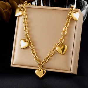 Collana con Ciondolo a Cuore in Oro Antiossidante, Nuova Tendenza, Gioielli Carini Senza Ossidazione, Gioielli in Acciaio Inossidabile 316L TGXL11154 - Product Image 1