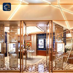 Vitrine d'exposition <span class=keywords><strong>de</strong></span> <span class=keywords><strong>luxe</strong></span> pour boutique <span class=keywords><strong>de</strong></span> montres, comptoir incurvé en bois, design <span class=keywords><strong>de</strong></span> vitrine en verre - Product Image 3