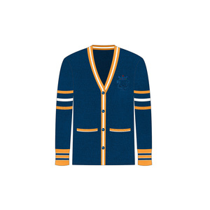 ODM <span class=keywords><strong>Cardigan</strong></span> universitario personalizzato verde <span class=keywords><strong>giallo</strong></span> maglione da <span class=keywords><strong>donna</strong></span> con scollo a V modello Varsity a maniche lunghe lavorato a maglia invernale - Product Image 5