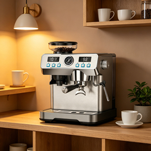 Cafetera <span class=keywords><strong>espresso</strong></span> Anbolife con control táctil, <span class=keywords><strong>20</strong></span> bares, <span class=keywords><strong>20</strong></span> ajustes de molienda, filtro de 51 mm, potente espumador de leche, bloque térmico, para el hogar. - Product Image 6