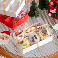 Boîtes d'emballage en carton recyclable pour desserts et gâteaux, 4/6 compartiments, gaufrées, transparentes, avec poignée, finition mate, vente en gros