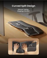 Clavier ergonomique filaire de haute qualité avec rétro-éclairé EK01 Plus clavier Ergo pleine grandeur avec repose-poignet conception fendue frappe naturelle