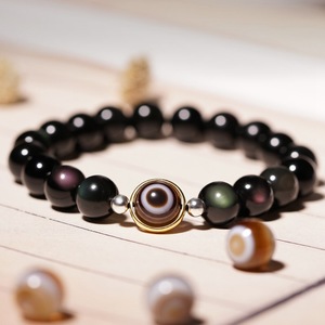 8/10mm Feng Shui Wealth Black Obsidian Elastic <b>Bracelet</b> Natural Obsidian <b>Crystal</b> Eye Beaded Jewelry for Women for Anniversaries - Product Image 3