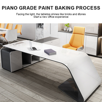 Bureau de direction futuriste moderne épuré noir et blanc brillant écologique avec rangement, direct usine OEM/ODM