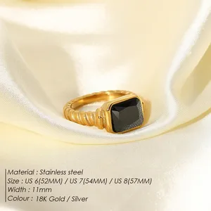 EMANCO Anello Classico Geometrico in Acciaio Inossidabile Placcato Oro, Impermeabile, Anallergico, Inossidabile nel Colore, Gioiello Unisex 2025 - Product Image 2