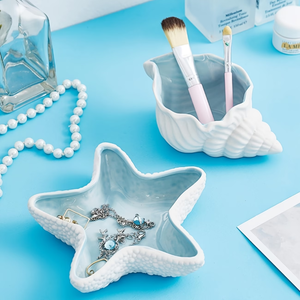 Creative and Unique Ins-Style Elegant Starfish <strong>Shell</strong> Ceramic Home Decor Storage <strong>Ornaments</strong> - Product Image 1