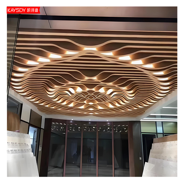 Modern Fireproof Waterproof Sound-Absorbing Class Fire Resistant 3D Wavy Aluminum Strip Baffle Ceiling Panel Suspended Metal for