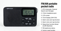 Leichtes AM/FM Digital-Taschenradio, LCD-Display ATS Auto-Scan-Radio, Wecker für Outdoor-Camping Wandern Heimgebrauch