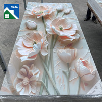 Panneau mural en PVC brillant de 3 mm avec motif floral imprimé en 5D, design floral personnalisé, feuille de marbre UV pour murs