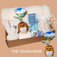 Coffret Cadeau d'Encouragement pour Femmes & Ornement Végétal Tricoté Thème Étreinte, Couverture, Bougie Parfumée, Boîte Cadeau