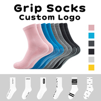 Chaussettes de sport antidérapantes pour femmes, mi-mollet, jacquard, avec logo brodé personnalisé et motifs