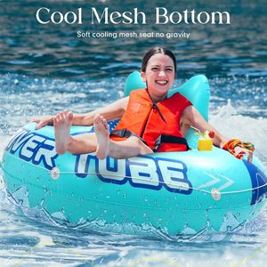Inflatable River Tube 135cm Single Person Float With Handle And Cup Holder For Lake Resort Use - Product Image 4