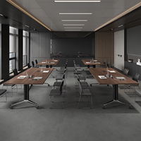 Table de conférence pliante en bambou Mekia Modèle 020 – Design moderne et minimaliste, bureau mobile chic pour entreprises avec rangement amovible