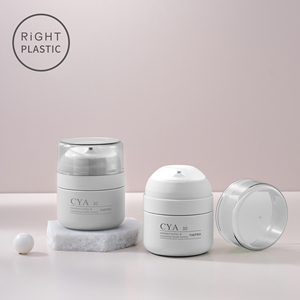 RiGHT PLASTIC <span class=keywords><strong>CYA</strong></span> 圆形胖型PETG乳液瓶30ML 50ML 白色现货化妆品真空泵瓶白色瓶身带盖 - Product Image 1