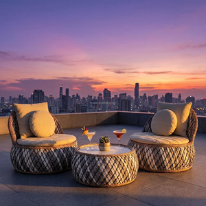 Ensemble de <span class=keywords><strong>salon</strong></span> de <span class=keywords><strong>jardin</strong></span> moderne et durable en rotin tressé avec chaises longues et coussins confortables - Product Image 1