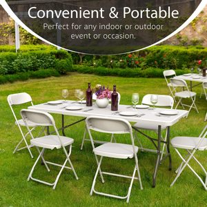6FT <b>Foldable</b> Portable <b>Table</b> Steel Legs Indoor Outdoor <b>Table</b> For <b>Picnic</b> Wedding Party Camping Utility Use - Product Image 4