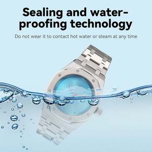 Reloj Redondo de Acero Inoxidable en Oferta, Movimiento Automático, Calendario Mecánico, Correa de Acero Inoxidable Sólido, Bisel Giratorio - Product Image 5