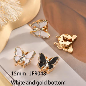 JFRB048カスタムボタンクリップジュエリー白/黒エナメル蝶ボタンカバー女性用シャツカフリンクスーツブレザー装飾 - Product Image 5