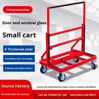 Carretilla de Plataforma Plegable de Acero con Puertas y Ventanas para Obras de Construcción y Compras - Carro de Maniobras Universal de Cuatro Ruedas Silencioso y Portátil