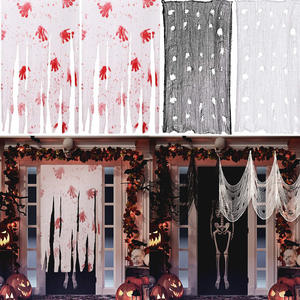 Halloween maison hantée décor sanglant gaze rideau empreinte de main nappe pansement accessoire effrayant fête décoration - Product Image 2