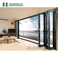 Porte pliante en aluminium Lukliving Portes en verre en aluminium extérieures résidentielles à usage intensif Porte en accordéon à isolation thermique