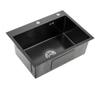 Wastafel Dapur Farmhouse Depan Berbahan Baja Tahan Karat 304, Wastafel Dapur Hitam Single Bowl Buatan Tangan, Produsen OEM