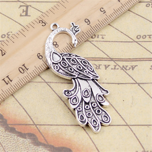 Ciondoli pavone Phoenix 61x21mm tibetano Color <span class=keywords><strong>argento</strong></span> ciondoli antichi gioielli fai da te fatti a mano - Product Image 2