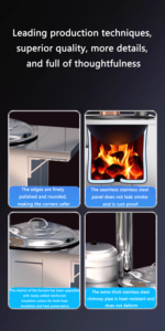 Poêle à <span class=keywords><strong>bois</strong></span> en acier inoxydable à double brûleur du fabricant-Concentré de feu k pour les outils de chariot de chariot mobile bouillant de friture - Product Image 4