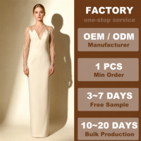 Robe de soirée élégante en maille transparente à motif losanges et strass, col en V, manches longues, coupe colonne, pour femme, tenue de cérémonie, Nouveauté 2026, Personnalisation OEM