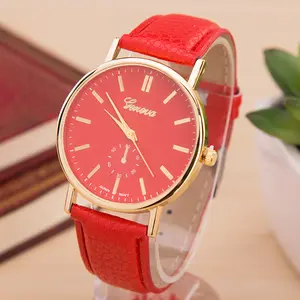 Модные Простые кварцевые аналоговые цветные часы-желе с кожаным ремешком для женщин, детей, девочек, повседневные наручные часы Geneva