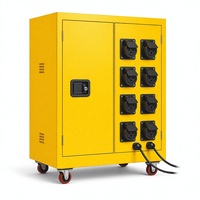 Boîtier de distribution d'alimentation portable IP44, armoire à prises en acier, sur roulettes, 400x500x250mm, OEM pour chantier de construction