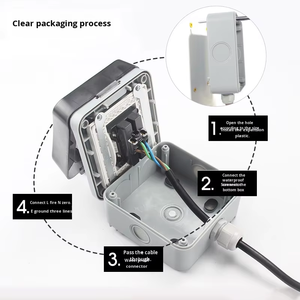 Enchufes franceses dobles de 16A impermeables para exteriores, toma de corriente eléctrica <span class=keywords><strong>con</strong></span> <span class=keywords><strong>interruptor</strong></span> maestro IP66 Para Fila de enchufes de carga a prueba de lluvia - Product Image 3