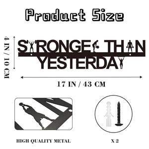Art mural de motivation pour salle de sport « Plus fort que <span class=keywords><strong>hier</strong></span> », décoration murale pour salle de sport à domicile, plaque métallique, décoration pour salle d'entraînement, cadeaux de fêtes - Product Image 2