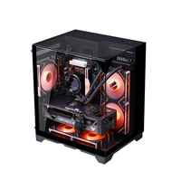 Boîtier PC de bureau Matx à trois faces vitrées avec vue sur la mer, refroidissement par eau, côtés transparents, pour jeux, Skyline Mini Noir