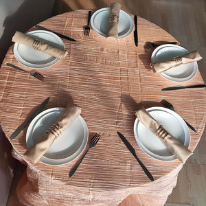 Nappe ronde en taffetas plissé Feuille Pétale Design Salle à manger Banquets Effet froissé coloré Fêtes en plein air Usage domestique - Product Image 3