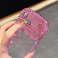 Coque de téléphone transparente à dégradé de diamants scintillants pour iPhone 17 16 15 14 Plus 13 Pro Max 17Air avec protection de l'objectif de l'appareil photo