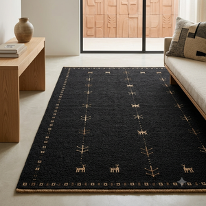 Alfombra de Lana Anudada a Mano Estilo Gabbeh, Alfombra Moderna Minimalista Hecha a Mano para Sala de Estar, Dormitorio, Decoración del Hogar - Product Image 2