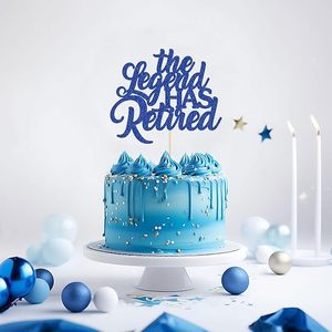 1 ชิ้น ท็อปเปอร์เค้กสีฟ้ากลิตเตอร์ ลาย The Legend Has Retired ตกแต่งเค้ก ขอบคุณสำหรับการเกษียณอย่างมีเกียรติ ลาลาที่มีความเครียด ต้อนรับเงินบำนาญ - Product Image 5